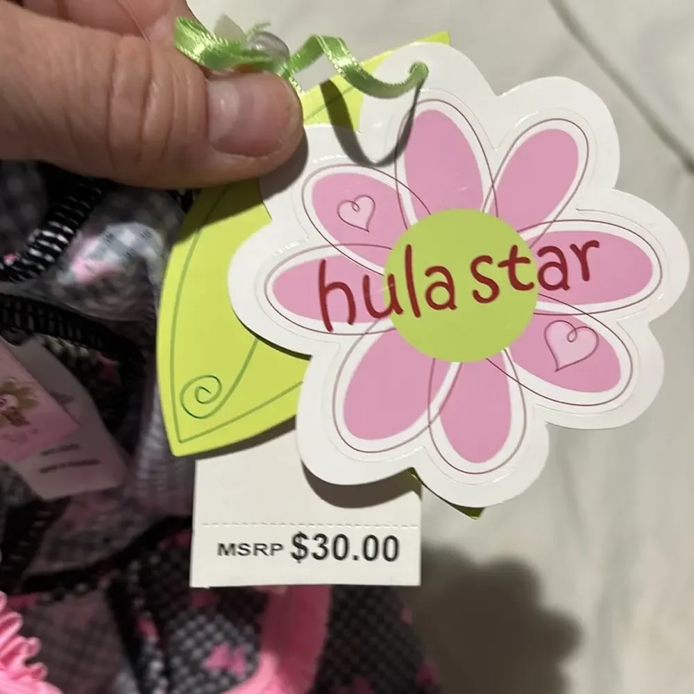 Hula Star 6/6x black white houndstooth pink bow accent cover up nwt perfect